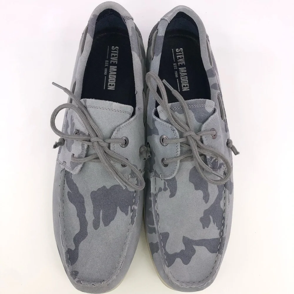 Steve Madden Gametyme Gray Camo Boat Shoes Size 13